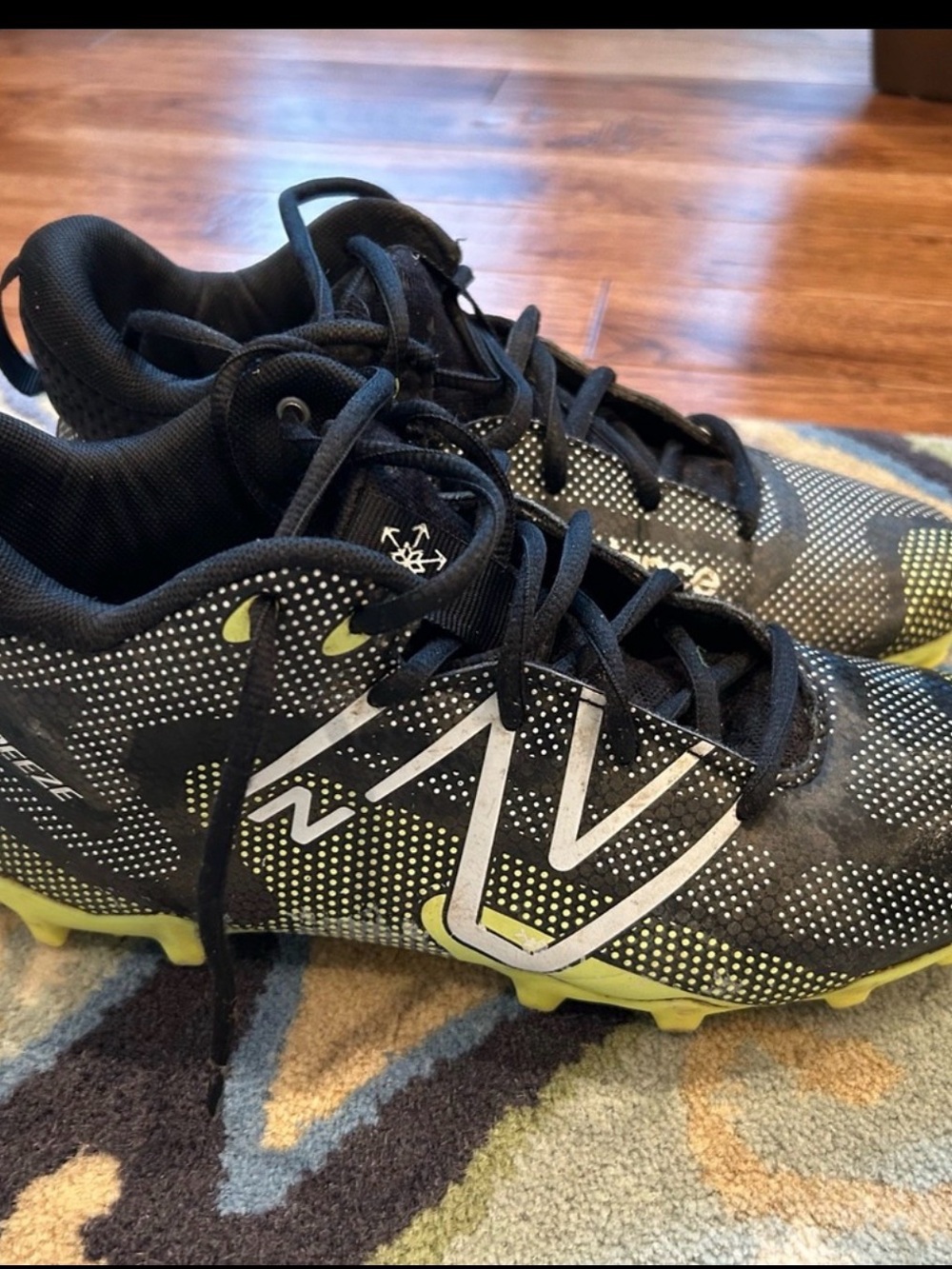 New Balance Kids Black and Neon Yellow Soccer Cleats
